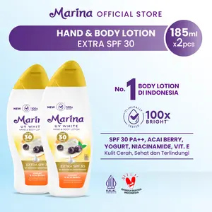 Marina Hand Body Lotion UV White Extra SPF30 185ml [2pcs] - Mencegah Paparan Sinar Matahari