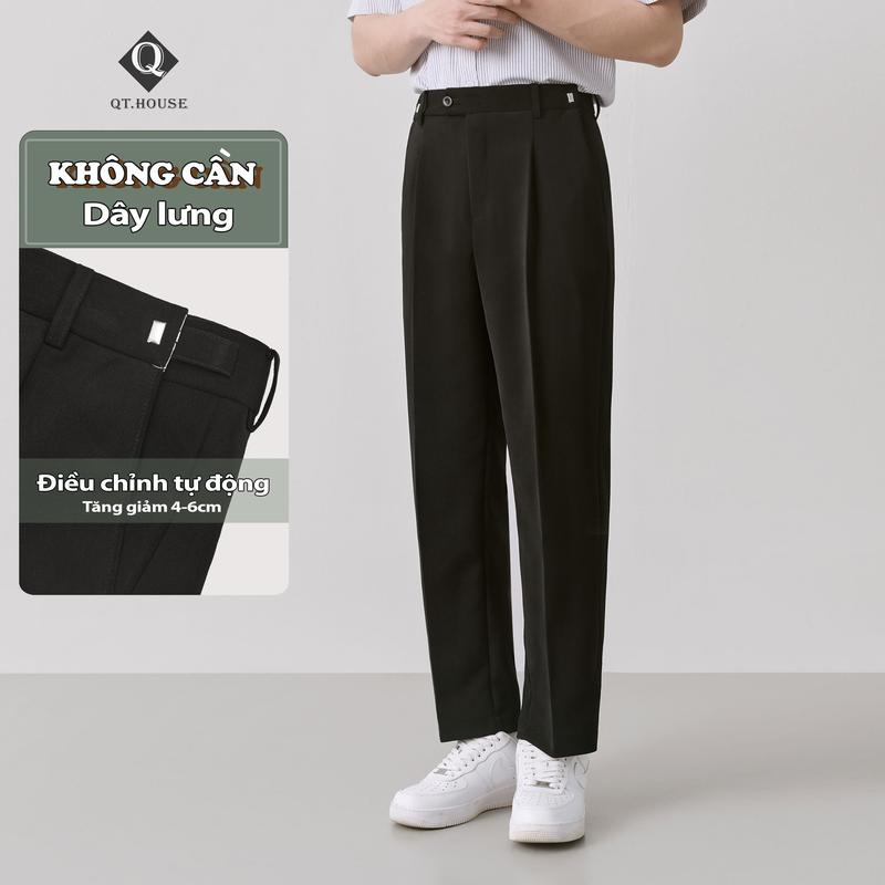 [Bản Vải Đẹp Premium] Quần Âu Nam Sidetab QTHOUSE, Quần Tây Nam Điều Chỉnh Eo Tự Động, Cạp Cao Form Dáng Baggy Hàn Quốc, Chất Vải Dày Dặn, Chống Nhăn Tốt - QTA04