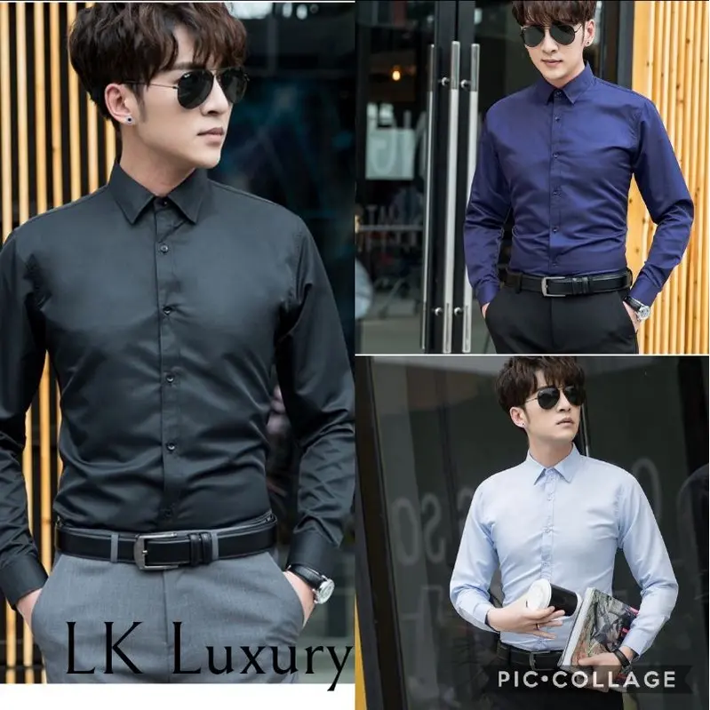 [Cadia] long sleeve men formal casual plus size slim fit office shirt long-sleeved men's shirt