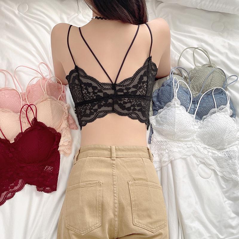 Bộ Đồ Lót Áo Yếm Nữ, Ren Kiểu Pháp, Lưng Đẹp, Không Dây, Chống Lộ, Mặc Bên Trong, Áo Ba Lỗ Mặc Trong, Thích Hợp Cho Phụ Nữ, Bộ Đồ Lót 2