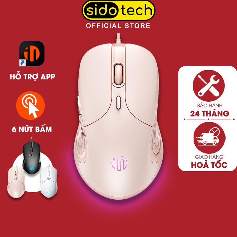 Chuột máy tính gaming SIDOTECH INPHIC B8 màu trà sữa có dây click silent LED RGB độ nhạy 8800 dpi điều chỉnh qua app macro ghìm tâm chơi game liên minh mu drag click minecraft cho vi tính laptop pc