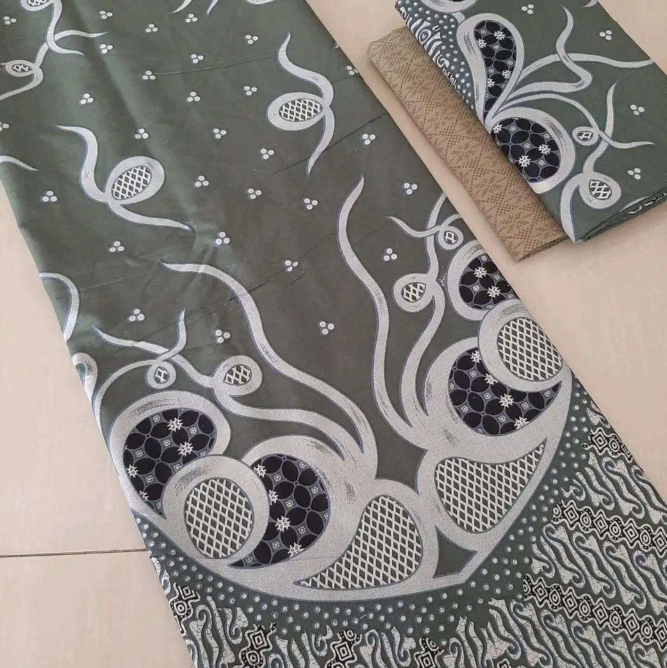 (Parang Cumi t) Kain Batik Halus Meteran Motif Baru Abu Hijau Hitam
