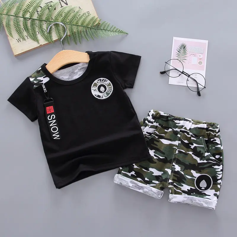 Boys Clothing Children Summer Sports Set Kids Clothing Cotton T-Shit Camouflage Shorts 2PC Outfits Children Tracksuits (8-30kg)