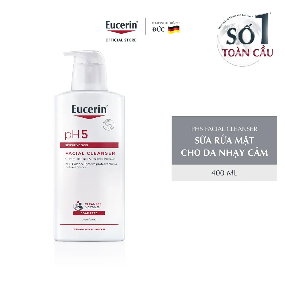 [Eucerin x Hannah] Sữa rửa mặt không gây kích ứng cho da nhạy cảm Eucerin pH5 Facial Cleanser 400ml | BigBuy360 - bigbuy360.vn