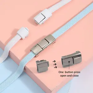 CUCI GUDANG TM1499 Tali Sepatu 1 Set Simple Magnet Elastis Bulat Karet Praktis Shoelace Magnetic Simple Lazy