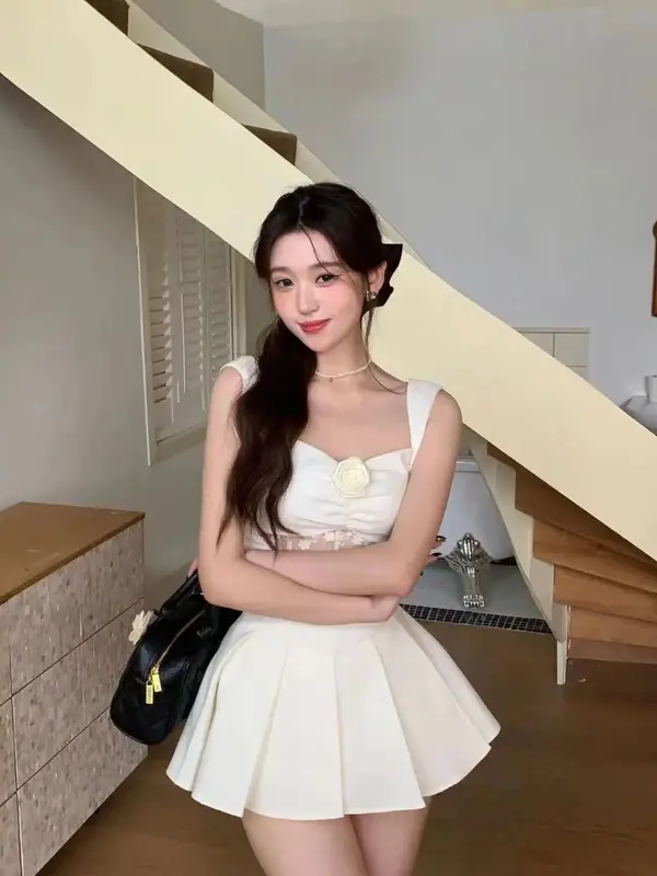Jang Daah Tweed Dress Set Kemben Motif Lace Premium / Mini Dress Wanita Korean Style / Dress Wanita Dinner Party - D386 2