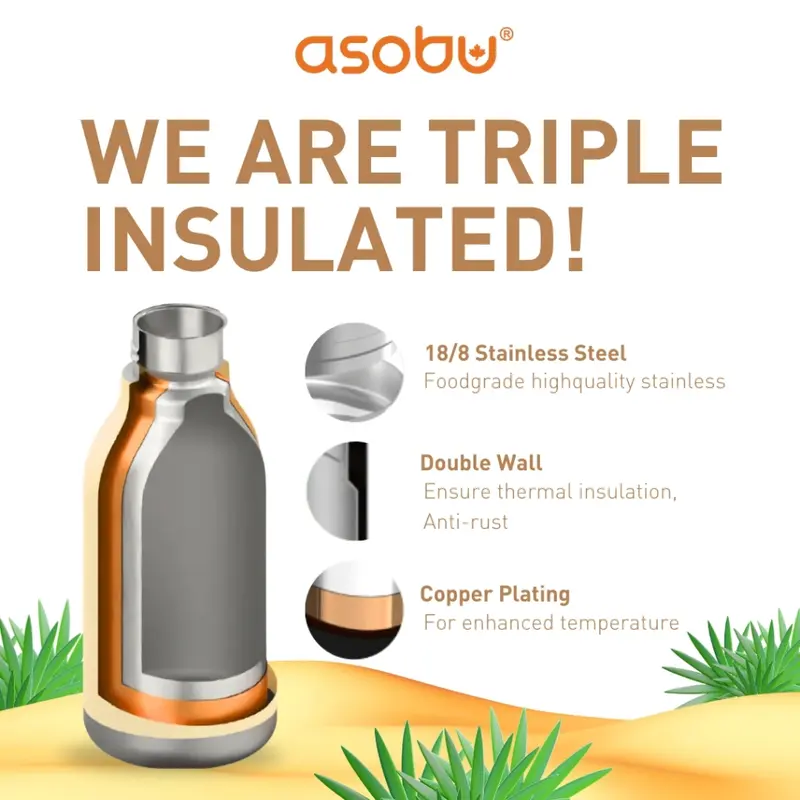 Botol Minum / Tumbler / Termos Stainless Steel - ASOBU Bestie Bottle 460ML - Girrafe 3