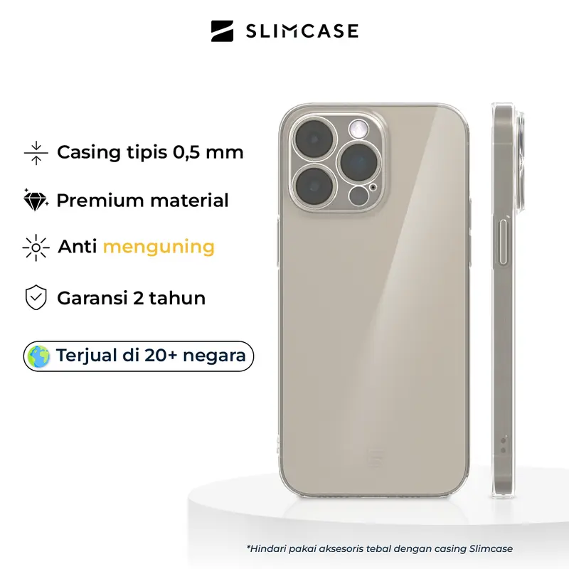 Slimcase Classic 2 Casing Transparan - Case iPhone untuk iPhone 15 Series - ketebalan 0,5mm, anti sinar UV, anti menguning, desain minimalis dan elegan 1