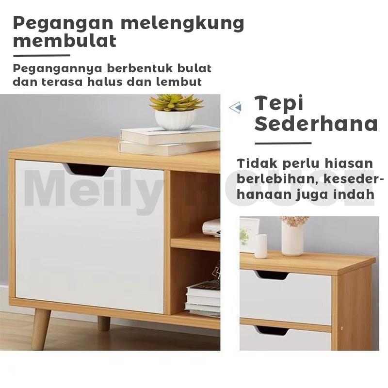 DF-3-Meja TV/Rak TV/Lemari TV/Minimalis/Aesthetic Modern Minimalis Gaya Nordic Kayu  Rak Elegan Hemat Ruang untuk Ruang Tamu Kamar Tidur Meja TV Sederhana Rak Film Cabinet TV UnitTV Cabinet Media Console dengan Laci dan Pintu Storage 【Garansi 5 Tahun】