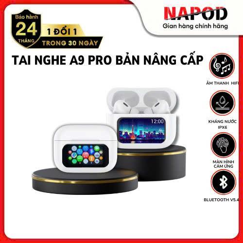 [DCK - NAPOD ] Tai nghe bluetooth bản nâng cấp 2025 A9 pro màn hình cảm ứng LCD, ANC/ENC bluetooth 5.4 phiên bản mới nhất
