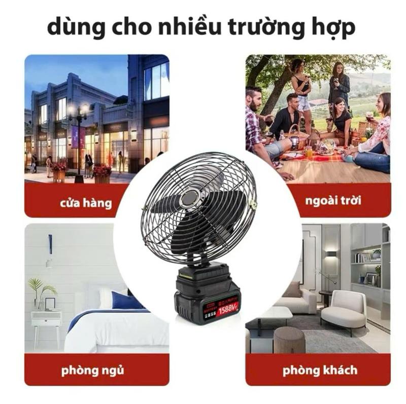 Quạt Tích Điện Mini Lồng Sắt, Cánh Sắt, Quạt để bàn 2 cấp độ gió Siêu Mát, Pin 10 cell Dùng liên tục 8H 6