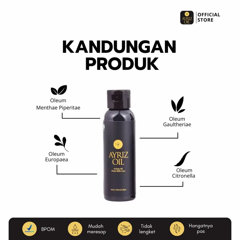 Ayriz Oil 100 ml Minyak Terapi Herbal Minyak Urut Minyak Balur Nusantara Massage Oil 3
