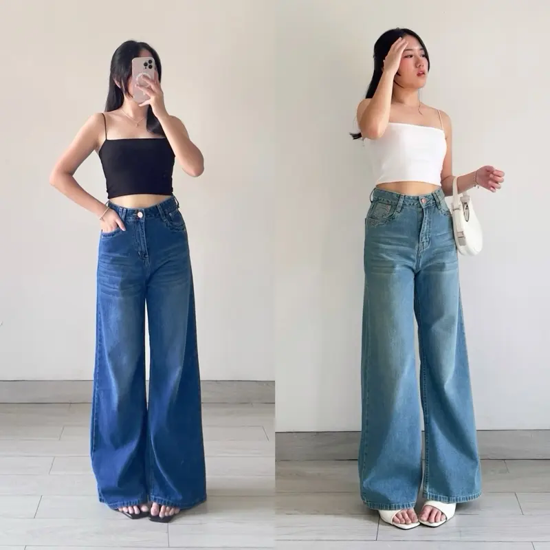 KLAVEE - LAURA BAGGY JEANS / Celana Jeans Denim Wanita basic longgar korean look basic premium retro