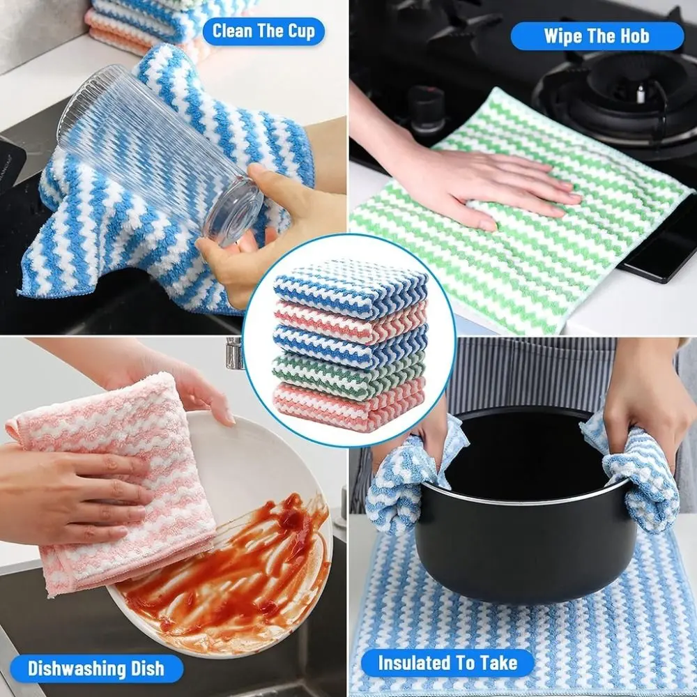 New Coral Fleece Cationic Dishcloth Thickened Oil Free Coral Fleece Rag Cleaning Cloth Housework