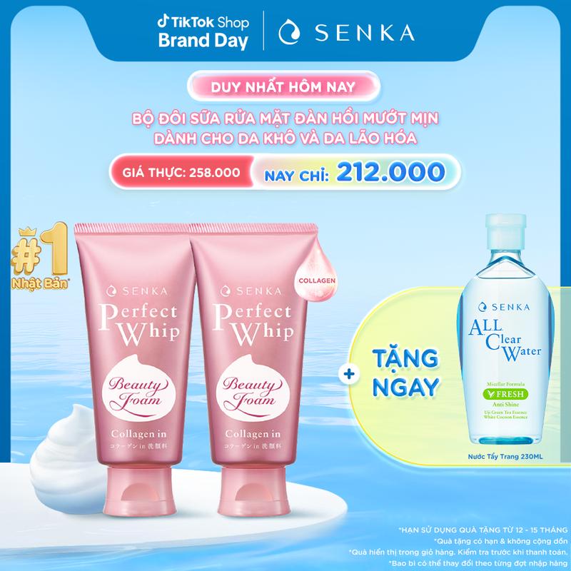 [Phương Sena 26.9] Bộ đôi Sữa rửa mặt đàn hồi mướt mịn SENKA PERFECT WHIP COLLAGEN IN 120GX2