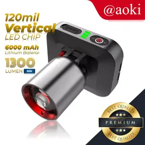 AOKI Senter Kepala Cahaya Maksimal Plus RechargePro dengan USB-C, 80W 1300lumen 1500lumen Fokus & Penyebaran Zoom