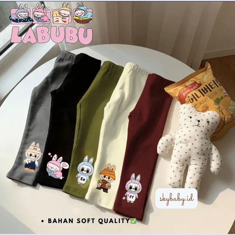 (PAKET 5 PCS) Legging Anak Labubu Series Usia 0-10 Tahun Bahan Adem Soft Quality - Cantik dan Fashion 0