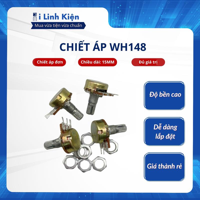 Combo 10 Triết áp đơn 1K 2K 5K 10K 20K 50K 100K 250K 500K 1M WH148 15mm chất…