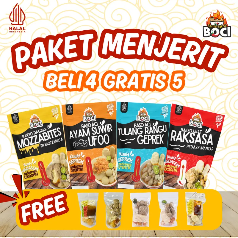 [PROMO LIVE] [BUY 4 FREE 5] Paket Menjerit Baso Aci Premium Semangkok Boci 0