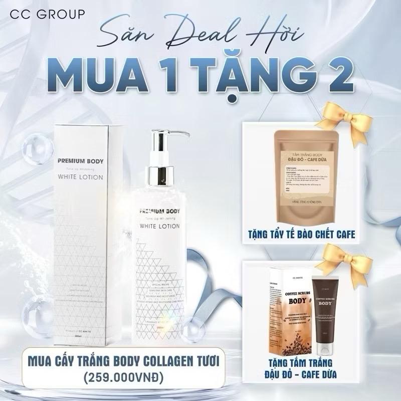 Kem Body Cấy Trắng Siêu hot CCWHITE [Mua 1 chai tặng kèm tẩy tế bào chết 100ml + tắm trắng đậu đỏ mịn da]