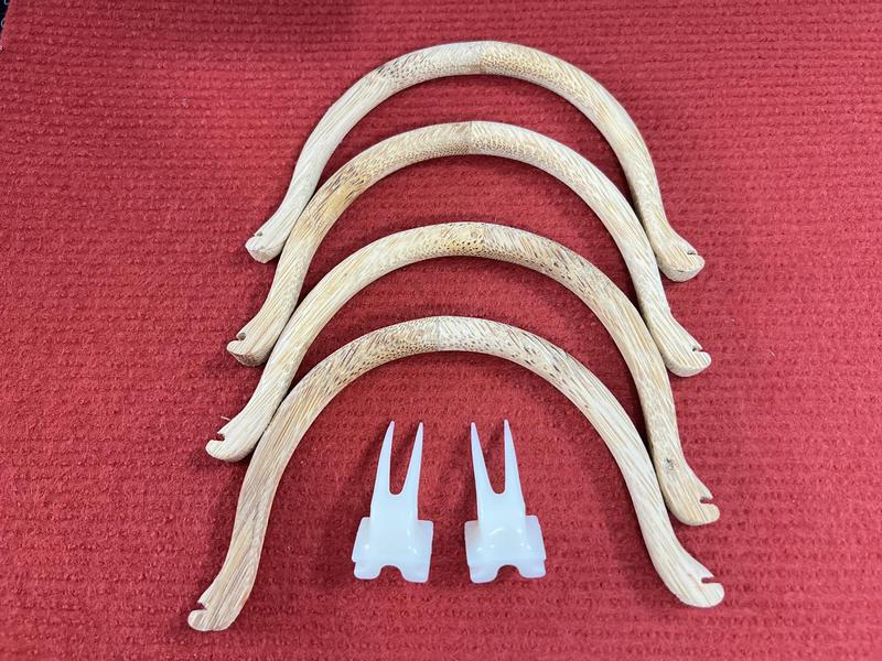 Combo 4 cầu góc tre lắp lồng chim chào mào - Tặng 2 xiên nhựa