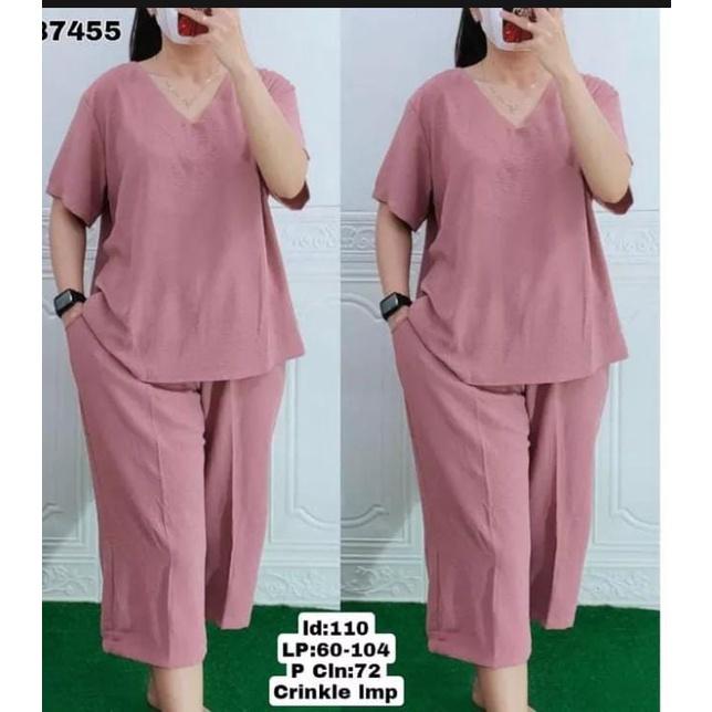 Product Introduction of Setelan Andin Crinkle Terbaru Jumbo Wanita Airflow - Baju Celana Airflow 27