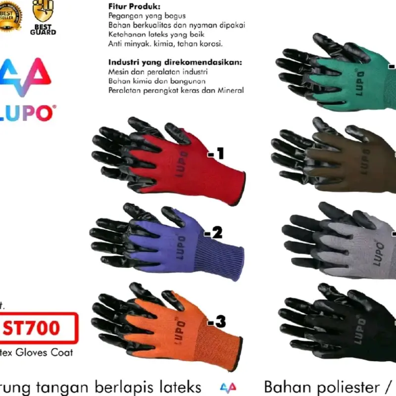 Random 12 pasang sarung tangan Kerja lupo karet tebal sarung tangan kerja berkebun anti benda tajam 4