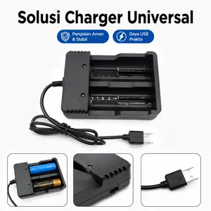 Battery Charger 3.7V 2/4 Slot Charger Fast Independent Charging Universal Charger Tahan Lama dan Praktis  Cocok untuk 18650 Li-ion Battery