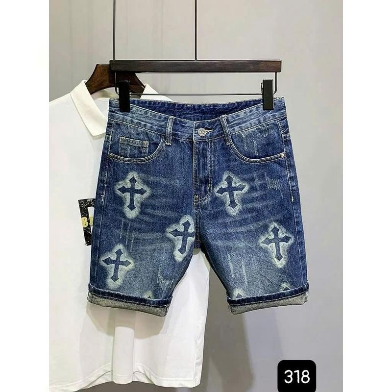 Quần short jean nam xanh boy phố chất bò dày dặn phối logo trẻ trung siêu đẹp Menswear Pants quần  ngố
