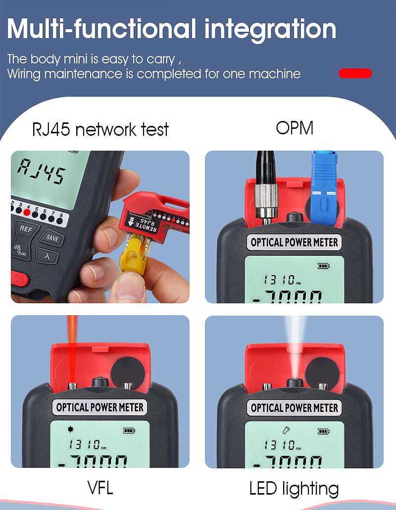 Product Introduction of Máy đo công suất sợi cầm tay mini, COMPTYCO, Máy đo công suất quang, với chức năng exfo và 650nm VFL 2