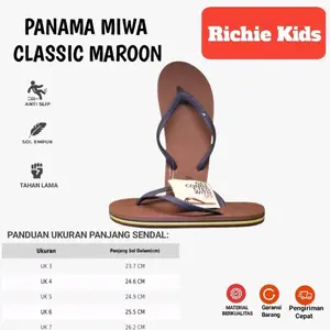 Sandal Panama Sandal Jepit Wanita Classic Female Marron List Biru