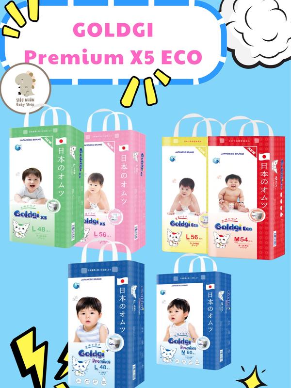   KHÔNG QUÀ  Tã Bỉm Dán Quần Goldgi Premium Goldgi X5 Goldgi ECO  Nhật Bản cho bé đủ size 