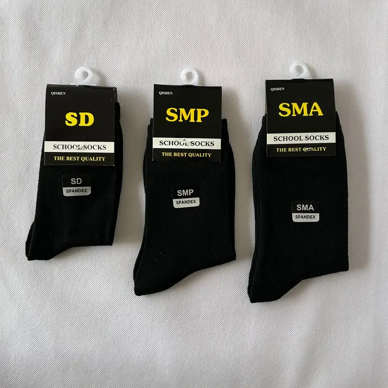 Kaoskaki5 | 12pasang kaos kaki anak sekolah hitam polos bahan katun spandex lembut dan nyaman di gunakan. Fashion Sd 0