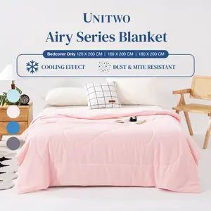 UNITWO DAILY [BED COVER ONLY] Airy Series Bed Cover Polos Premium Warna Pastel – Anti Tungau, breathable Cooling Breeze, Lembut & Hygienic, Bed Cover Polos Priia Wanita ukuran 120X200 160X200 180X200
