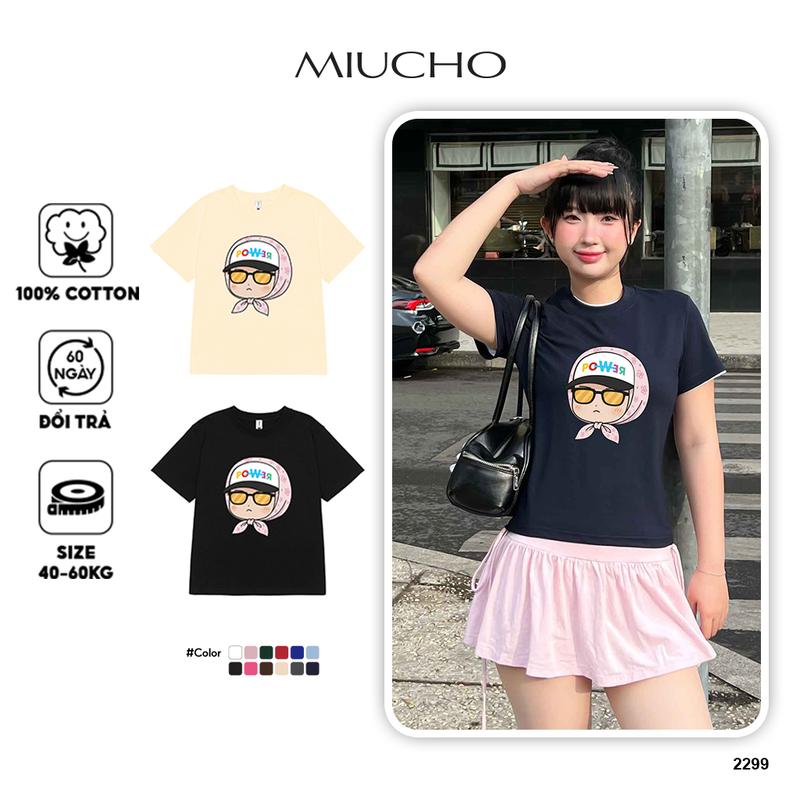 Áo baby tee form ôm hoa cúc GD Miucho BST vải cotton 2 chiều co giãn thoáng mát in mix