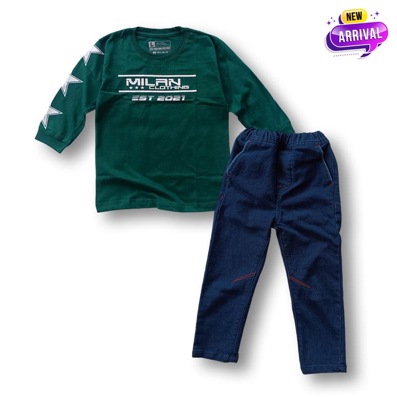 Product Introduction of Setelan Kaos Anak Laki Laki Lengan Panjang Celana Jeans Panjang Terbaru Usia 3-12 Tahun 26