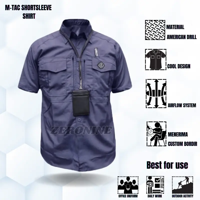 Kemeja Tactical Lengan Pendek Pria Anti Sobek Warna Abu - Cocok Untuk Seragam Kerja Outdoor Indoor Dan Petualangan 0