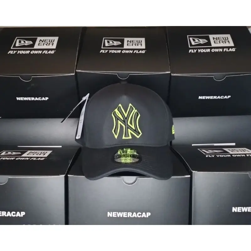 Topi PREMIUM Logo NY Hitam List ijo stabilo COD