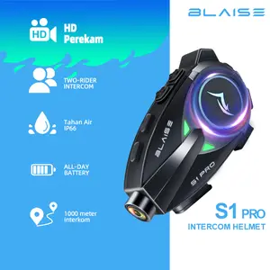 Blaise S1 PRO dengan kamera intercom helm motor rekam Recorder 1080P HD video tahan air IP66 Intelligent dual noise reduction Audio Walkie Communication Durable Monitoring Security Camera Camera Crystal Chip Surveillance Camera intercom
