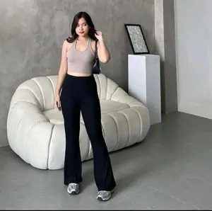 Celana Wanita Cutbray Highwaist Pinggang Karet Bahan Scuba Premium Flare Pants