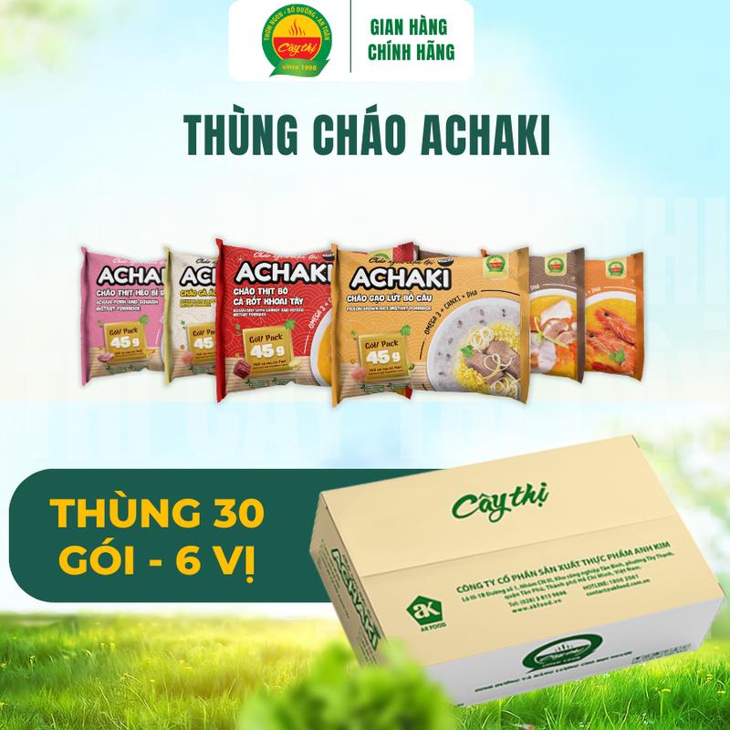 Thùng 30 Gói 6 Vị Cháo Achaki Tiện Lợi - 6 Vị Mỗi Vị 5 Gói