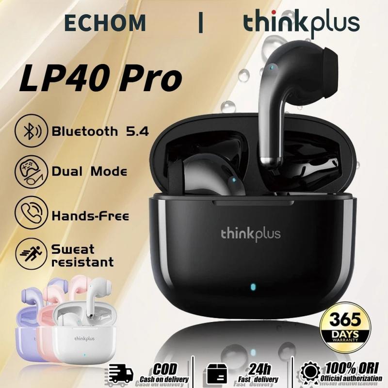 for Lenovo LP40 Pro Tai nghe Bluetooth cho Bluetooth 5.3 "Chất lượng cực cao" ENC Khử tiếng ồn Thời lượng pin dài 45 giờ Tặng kèm 3 tai nghe thể thao chống rơi iPhone/Android