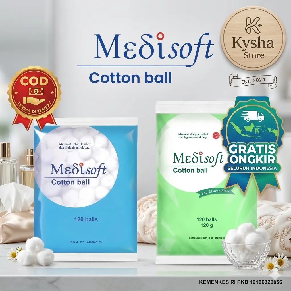 Medisoft Kapas Bulat - Kapas Bayi - Kapas Bola - Cotton Ball - 120 Balls