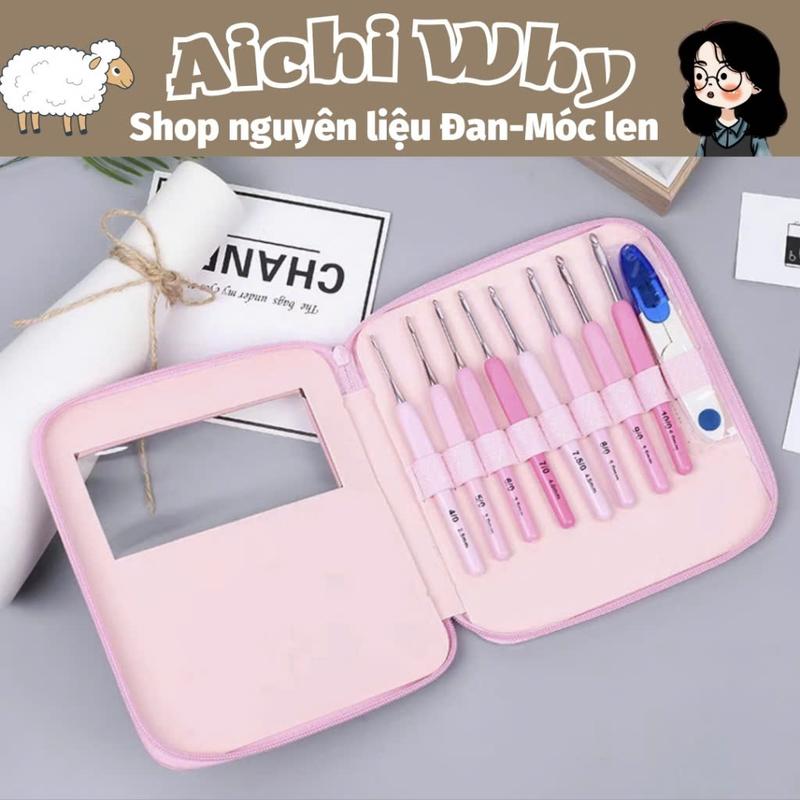  Bộ 8 kim móc màu hồng mô phỏng kim tulip đa năng 