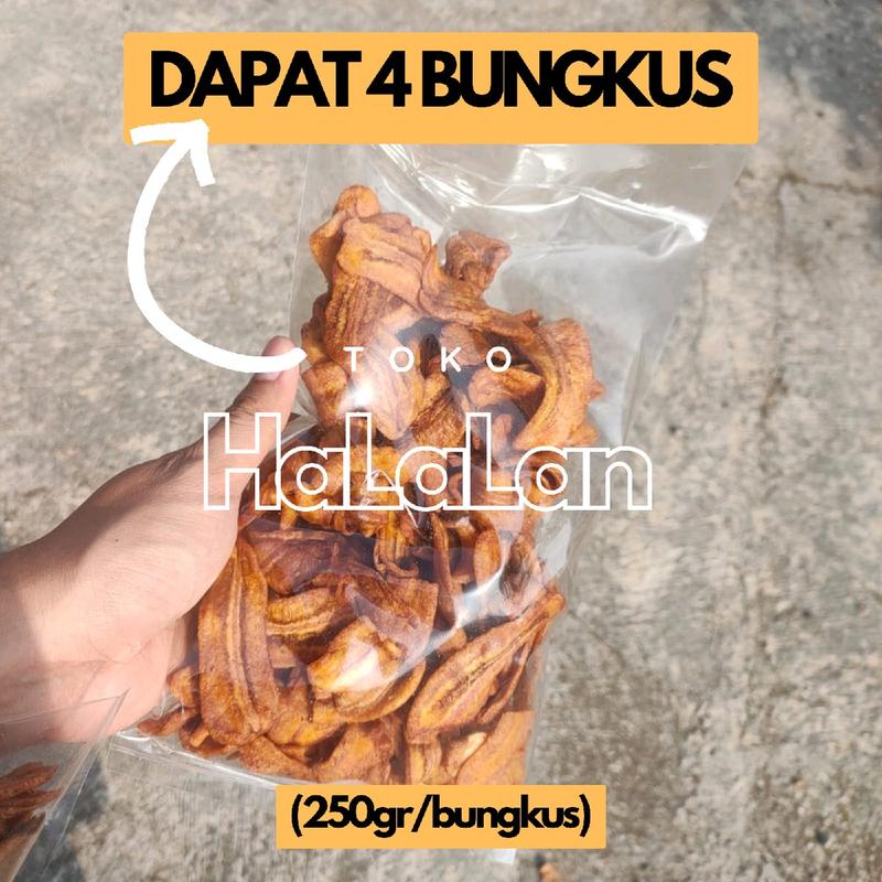 [1kg] KRIPIK SALE PISANG KERING 1 KG total [4 x 250 gram] KHAS Cilacap RASA Manis Renyah Kriuk Cemilan Snack asli cilacap Keripik Salai Pisang CRISPY HALAL 0