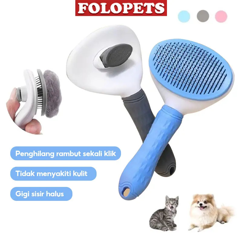 FOLOPETS Sisir Hewan Otomtais Sisir Kucing Tombol Sisir Anjing Kelinci Grooming Hewan