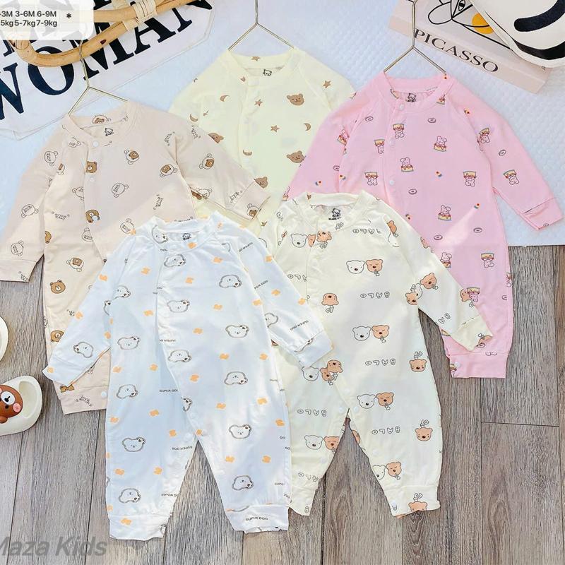 Áo liền quần dài tay cho bé sơ sinh vải petit mềm mịn, bodysuit bé trai bé gái 0-12M phù hợp mùa hè mùa thu _ BD134