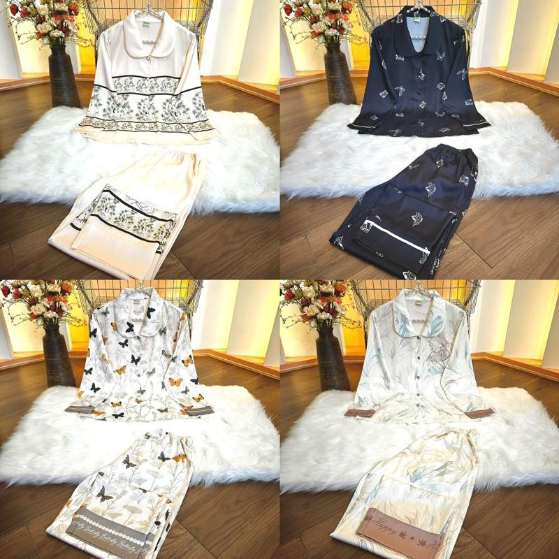 LATIN SPK CỔ SEN K102 - K105 45kg-85kg : Latin pijama tơ tằm lụa mịn thiết kế cổ sen hoạ tiết sang trọng dễ thương. Women Nữ Áo