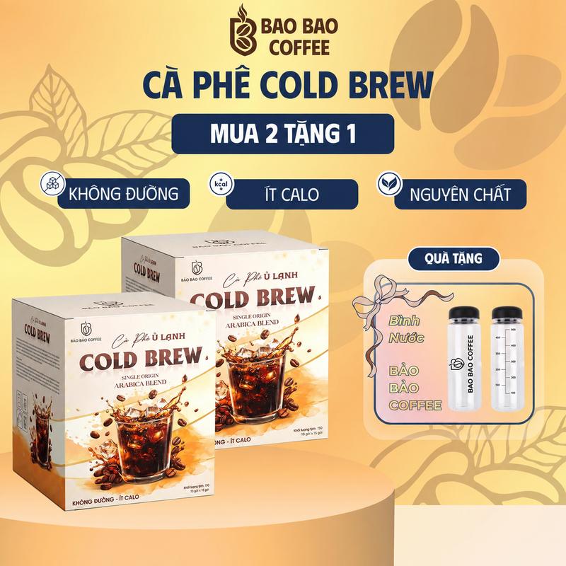 [MUA 2 TẶNG 1 BÌNH] Cà Phê Ủ Lạnh Cold Brew Túi Nhúng Bảo Bảo Coffee – Honey Process 70% Robusta 30% Arabica, Ủ Lạnh 10–12 Giờ  (937)