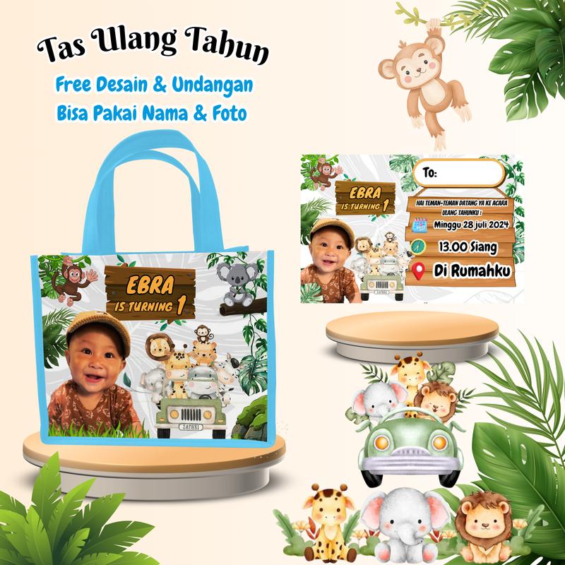 40 Pcs Tas & Free Undangan Anak Ulang Tahun Custom Desain Muat Kfc Snack Kain 2